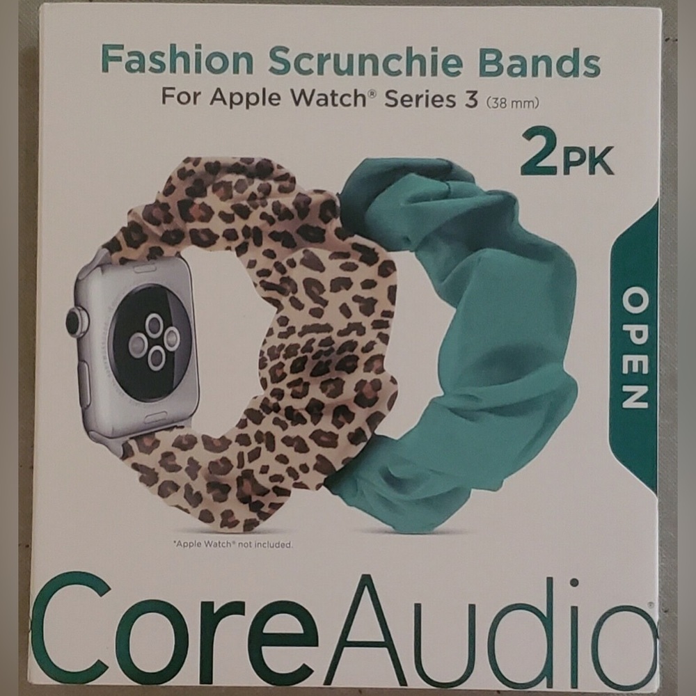 2 PACK Core Audio Fashion Scrunchie Bands For Apple Watch Series 1-5, 38-40mm